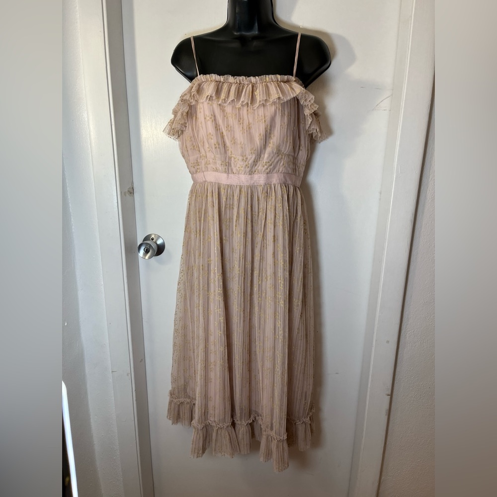 J.Crew Women's Size 10 Sleeveless net pink ruffle casual dress